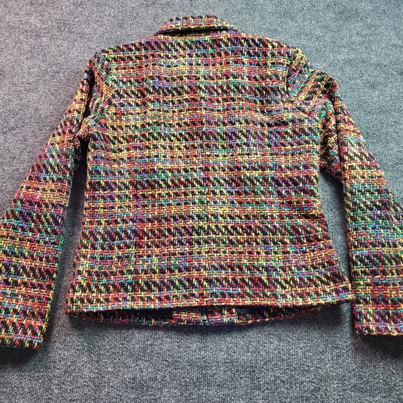 Christopher & Banks Multicolor Tweed Jacket Women's Size M Collared Zip Up - Picture 7 of 7